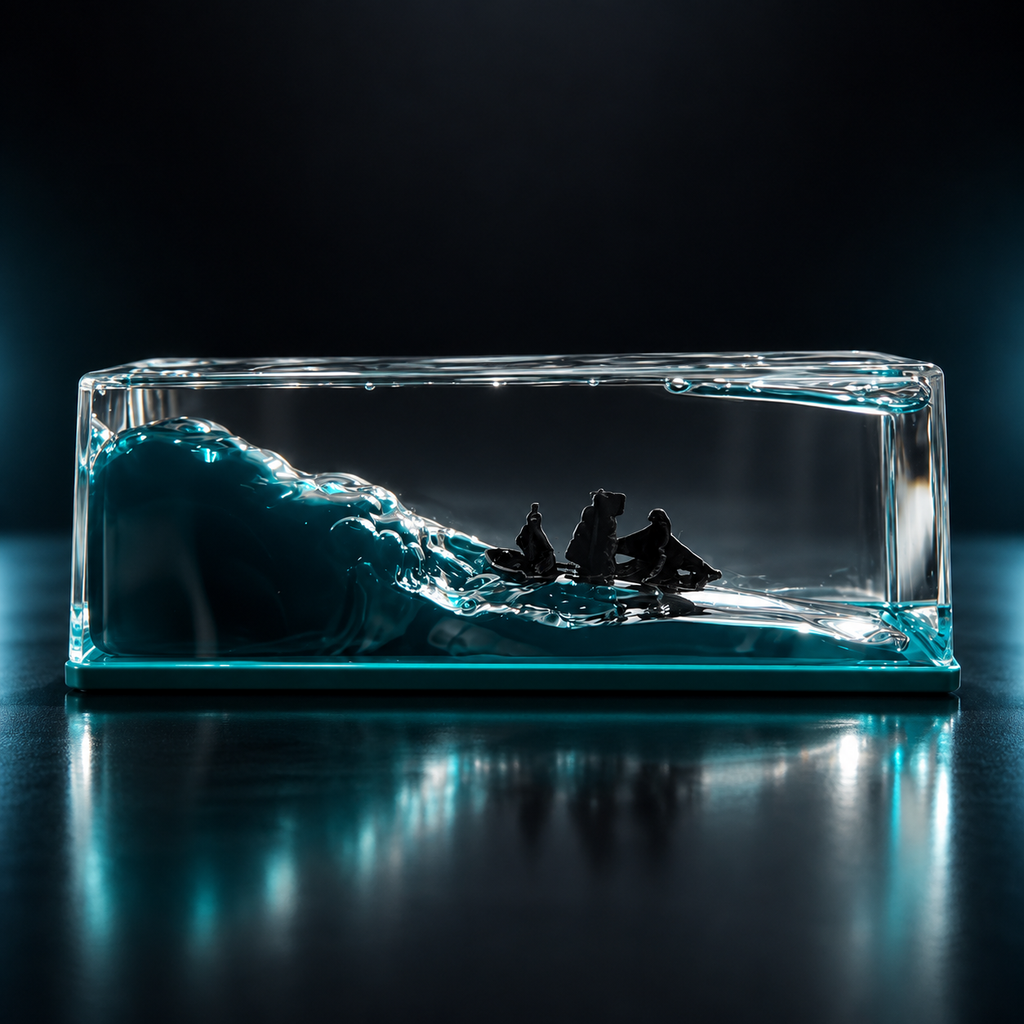 Premium Glass Wave Car Dashboard Ornament