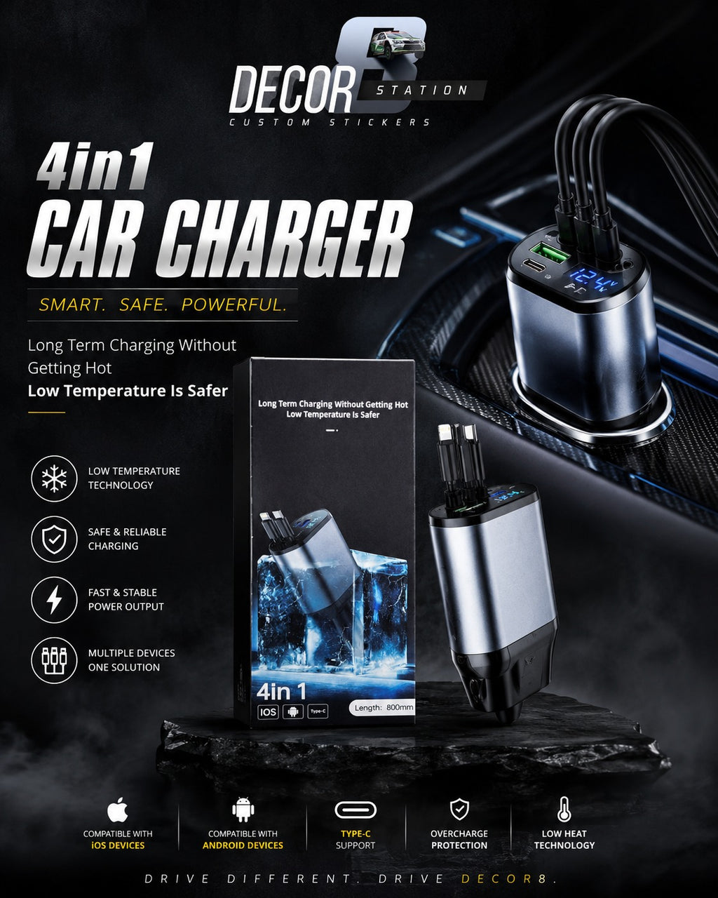 4-in-1 Fast Charging Cable – 800mm